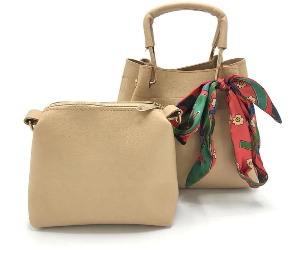Women’s PU Leather 2 Piece Handbag Set – Bowler & Crossbody