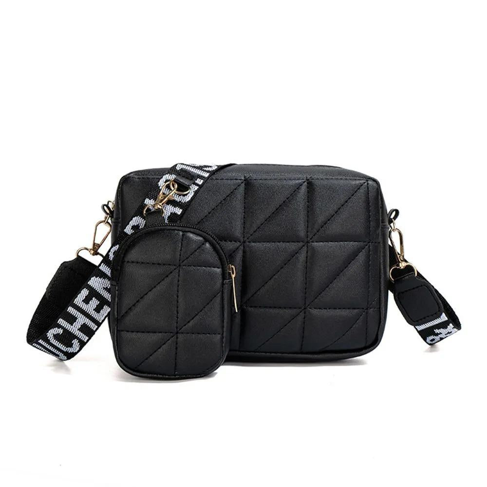 Women’s Embroidered PU Leather Crossbody Bag with Mini Pouch