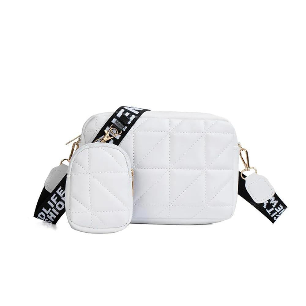 Women’s Embroidered PU Leather Crossbody Bag with Mini Pouch