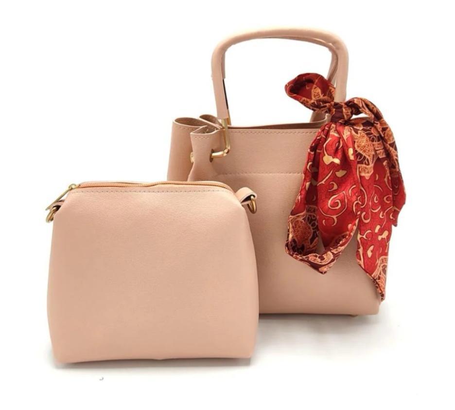 Women’s PU Leather 2 Piece Handbag Set – Bowler & Crossbody