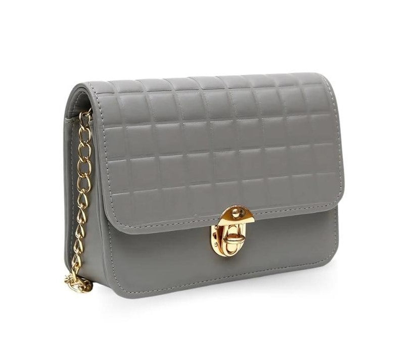 Women's Quilted Crossbody Bag with Chain Strap – PU Leather Shoulder Bag