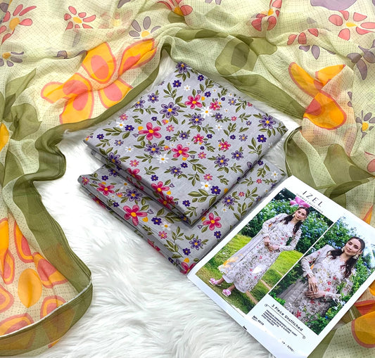 3PC Lawn Unstitched - IZEL Summer Collection 2026 Digital Printed Suit