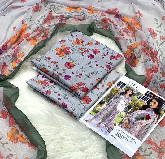 3PC Lawn Unstitched - IZEL Summer Collection 2026 Digital Printed Suit