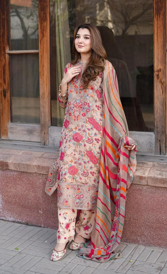 Most Demanded Edition 2026 – 3PC Lawn Digital Printed & Embroidered Unstitched Suit