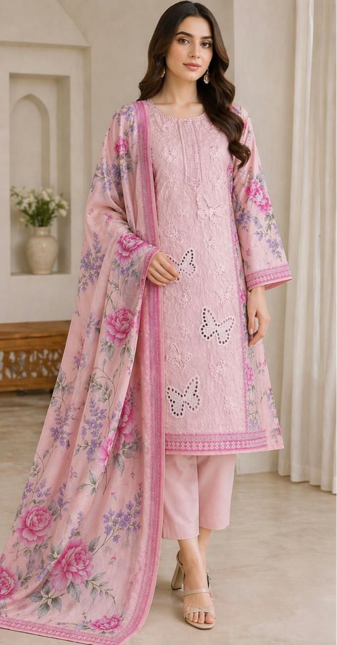 Most Demanding Edition 2026 – 3PC Lawn Digital Printed & Embroidered Unstitched Suit