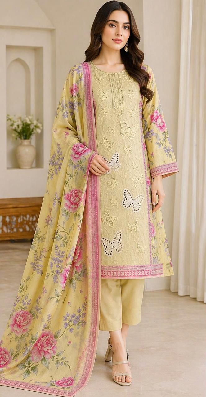 Most Demanding Edition 2026 – 3PC Lawn Digital Printed & Embroidered Unstitched Suit