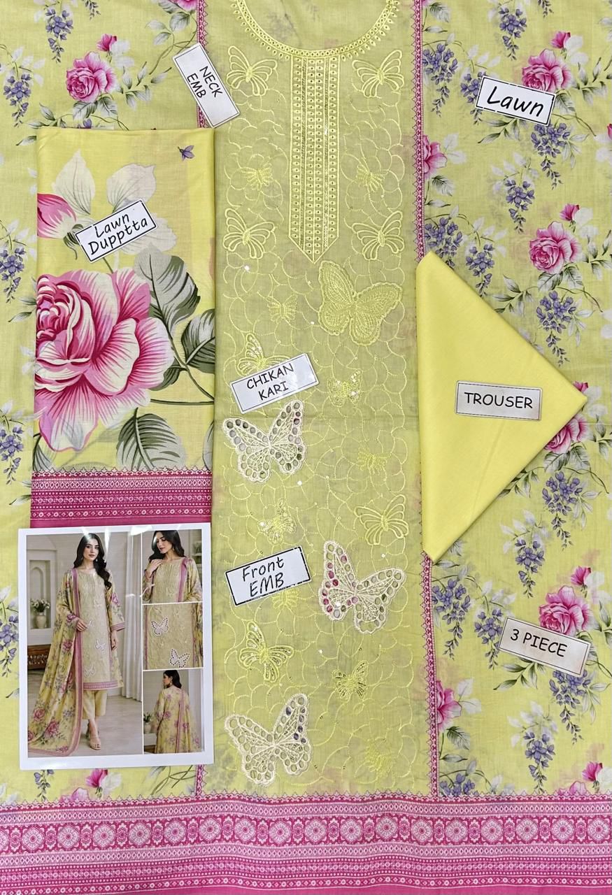 Most Demanding Edition 2026 – 3PC Lawn Digital Printed & Embroidered Unstitched Suit