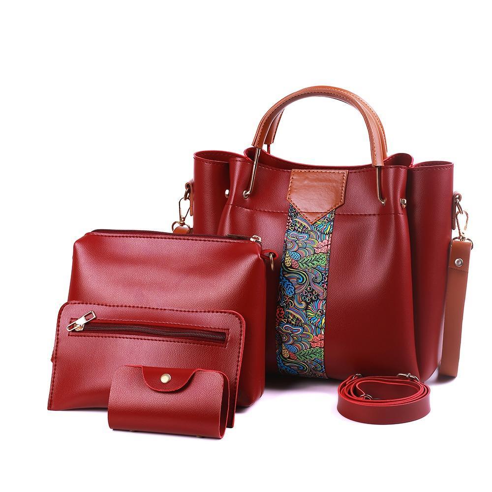 4-Piece Women’s PU Leather Handbag Set – Elegant Style
