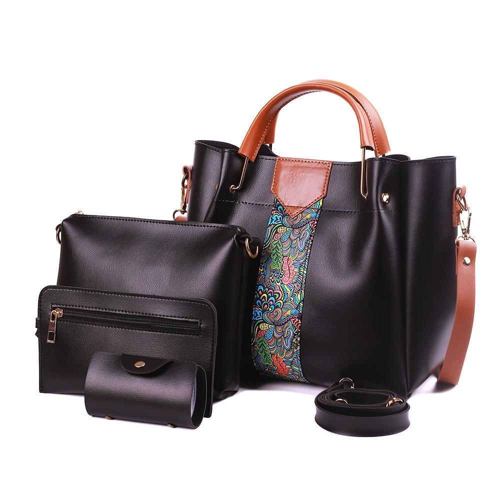 4-Piece Women’s PU Leather Handbag Set – Elegant Style