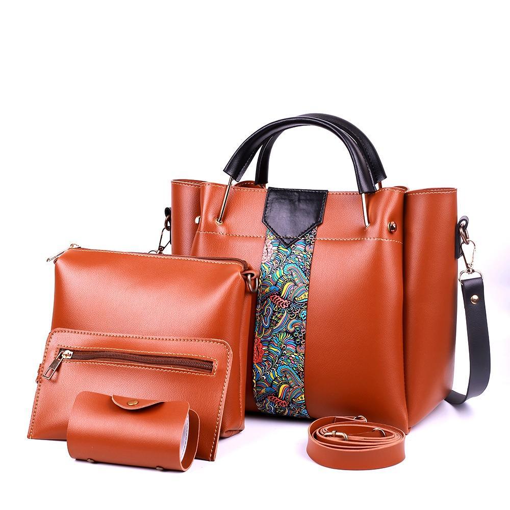 4-Piece Women’s PU Leather Handbag Set – Elegant Style